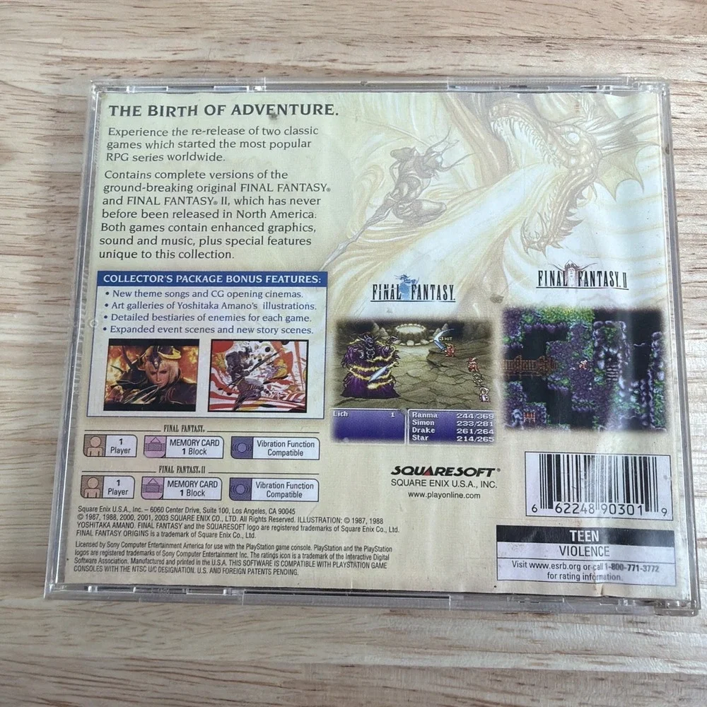 Final Fantasy Origins (PlayStation 1 PS1, 2003) Black Label CIB Complete